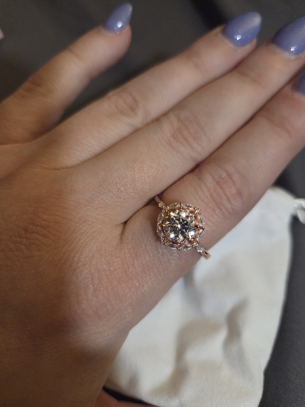 Diamonique Rose Gold Halo Solitaire Ring